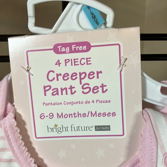 NWT Bright Future 4 Pc Pant & Onsie Set 2 Short Sleeve Tops, 1 Pair Pants, 1 Bib - Picture 6 of 6